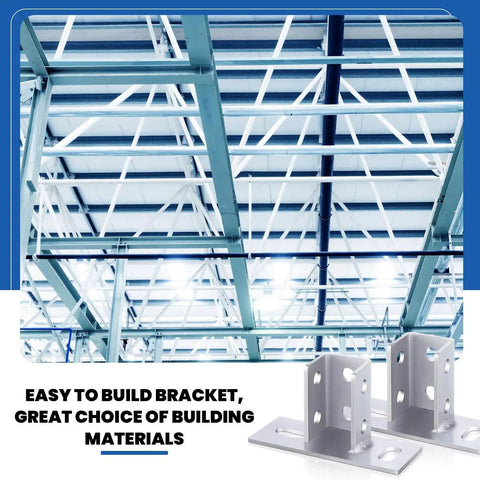 Eight Pack U Post Base Mounts For One Five Eighths Inch Square Single Channel Carbon Steel Q235B Fence Post Bases For Ground Floor Universal Sign And Rack Track System displayed with ceiling structure.