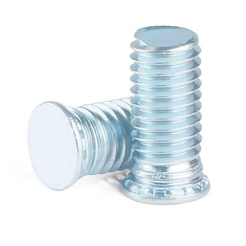 Heavy Duty Galvanized Steel Flat Head Self Clinching Threaded Studs Bolts, 1/4-20 UNC x 1 Inch, Pressure Riveting Fasteners