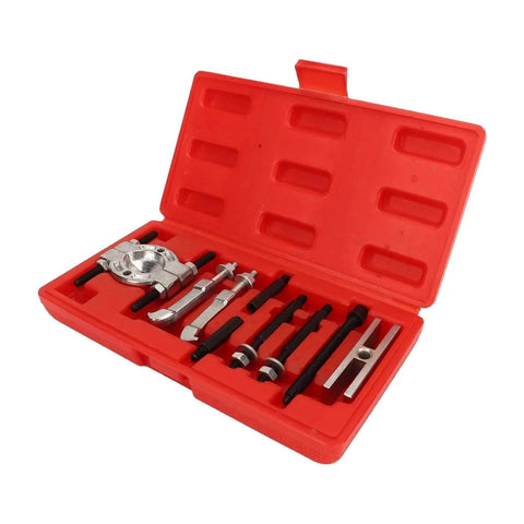 9 Piece Steel Separator Puller Tool Kit Bearing Removal Tool Set in red case, open view