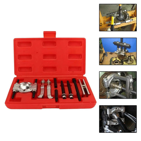 9 Piece Steel Separator Puller Tool Kit Bearing Removal Tool Set in red case with various tools for auto repair and bearing removal
