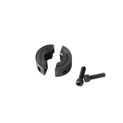 Image of a 4-Pack Shaft Collar 1" Bore, 1045 Steel Double Split Clamp-On Shaft Collars Style, with M4 Set Screws visible.