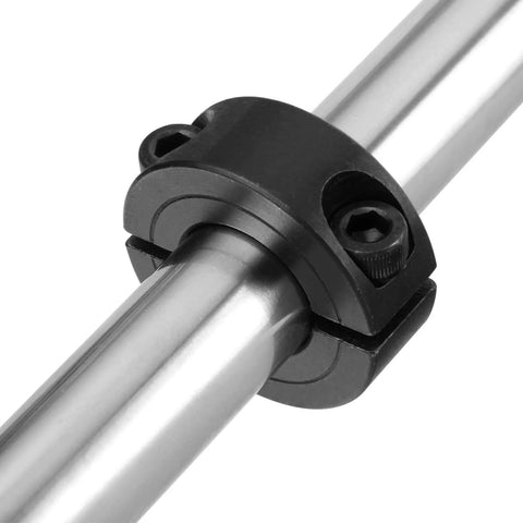 Installed (4-Pack) Shaft Collar 1" Bore, 1045 Steel Double Split Clamp-On Shaft Collars Style, 1-3/4" OD, 1/2" Thickness, with M4 Set Screws.