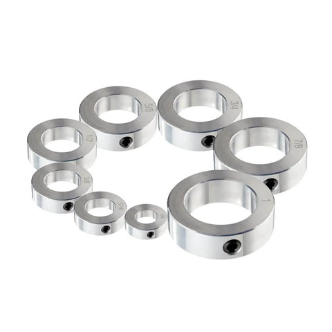 Silver metal rings with various sizes arranged in a circular pattern, suitable for mechanical applications, no specific product depicted.