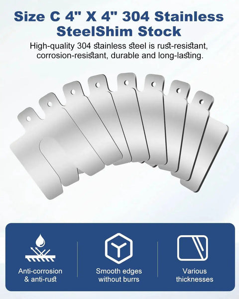 Professional Grade 4 By 4 Inch Steel Shims Kit For CNC Leveling, 56 Piece A Size Slotted Shim Set in marine-grade rustproof steel