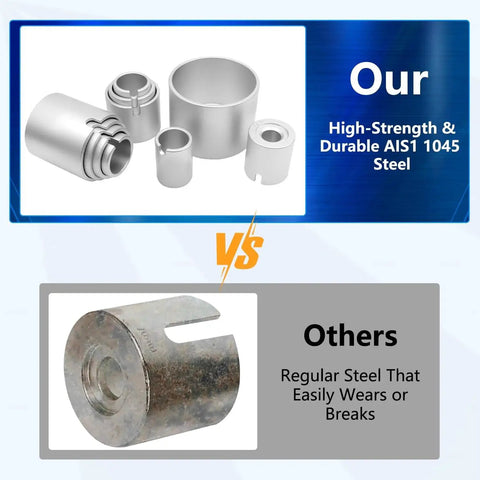 Comparison of Universal 30 Piece Pull And Press Sleeve Bushing Kit with durable AISI 1045 steel and regular steel alternatives