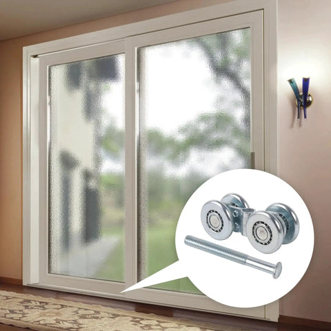 Steel Sliding Track Roller Hanging Barn Door Rail Trolley Wheel H3-3 Replacement Kit for 35-45mm Door Thickness, includes screws