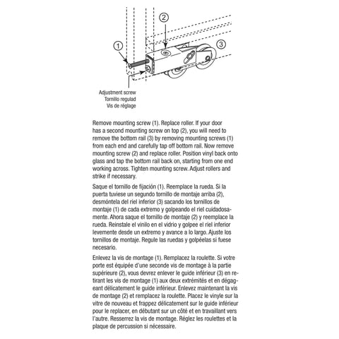 Diagram of Steel Sliding Door Roller Tandem Assembly, 1-1/8 in. Diameter Roller, Steel Ball Bearing with adjustment guide.