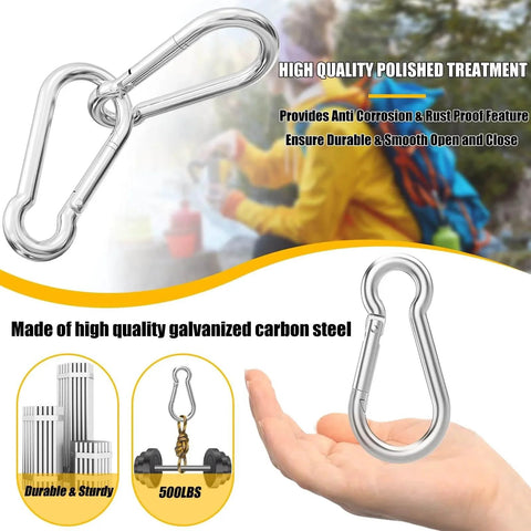 30 Pcs Heavy Duty 3 Inch Spring Snap Hook M8 Five Sixteenth Inch Galvanized Steel Carabiner Quick Link Clip 500 Lbs Holding Capacity