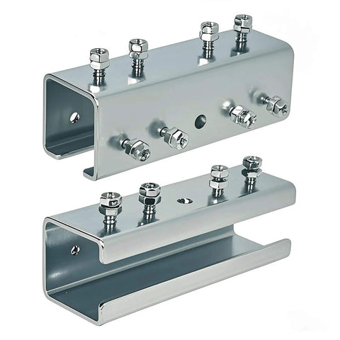Heavy Duty 3.1mm Thick Steel U Shaped Strut Channel Connector Extend Bracket For One And Five Eighths Inch Wide And One And Five Eighths Inch High Channel Reliable Mounting Bracket Joiner For Industrial Framing Systems, front view.