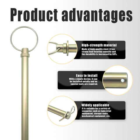 Swivel Hitch Pin 1/2 X 6-1/4 Inch Replacement For Power Max Snowblowers, black metal pin, product advantages shown