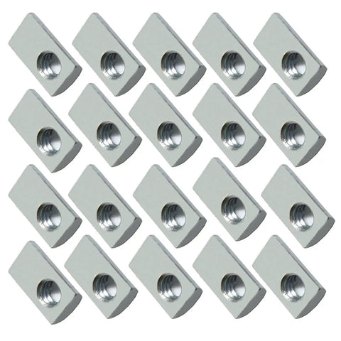 Premium One Quarter Twenty Threaded Roll In Steel T Nut With Ball Spring For Aluminum Extrusion Profiles, zinc-plated, top view