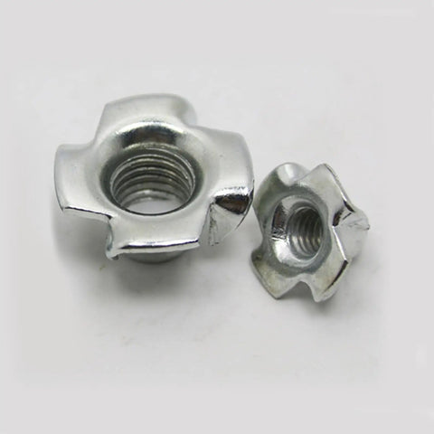 Close-up of 20 Pack M6 T-Nut Steel Insert Fasteners For Wood And Furniture, Easy Installation, Long Lasting, Strong, Secure Joints