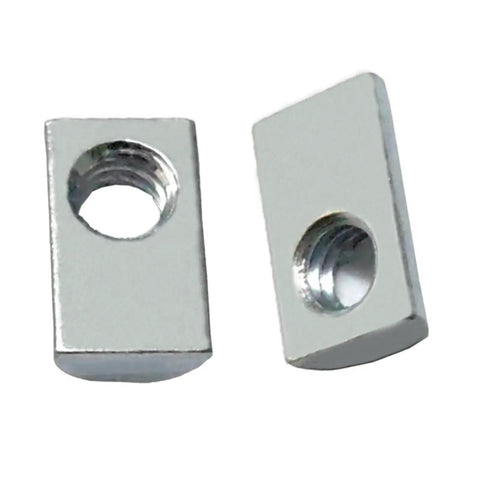 Premium One Quarter Twenty Threaded Roll In Steel T Nut With Ball Spring for aluminum extrusion profiles, zinc-plated, front view.