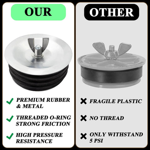 Steel Mechanical Test Plug For Sewer Cleanouts 4 Inch Heavy Duty Pipe Expansion Plug With Galvanized Screw And Wing Nut comparison
