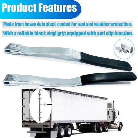 Enclosed Trailer Door Handle With Rubber Grip Weld-On Replacement For Cam Bar Lock Assembly, Reversible Dual Action