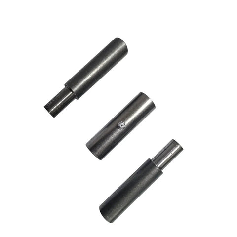 Three steel 10 Inch Weld On Trailer Ramp Hinge Heavy Duty Greaseable Ramp Door Hinges 2 Pack for trailer ramps and doors.