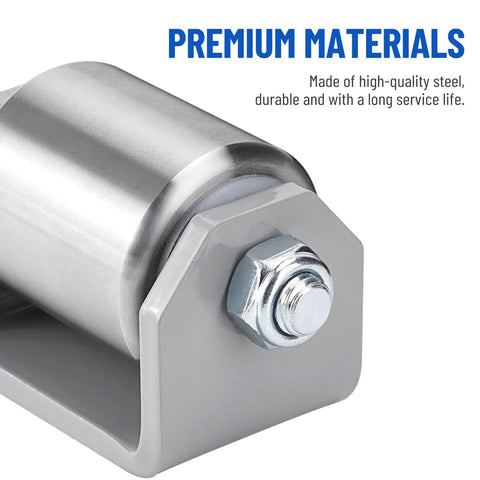 Close-up of 2" Weld on Trailer Roller Heavy Duty Steel Skid Wheels Caster Roller showcasing premium steel materials and durable design.