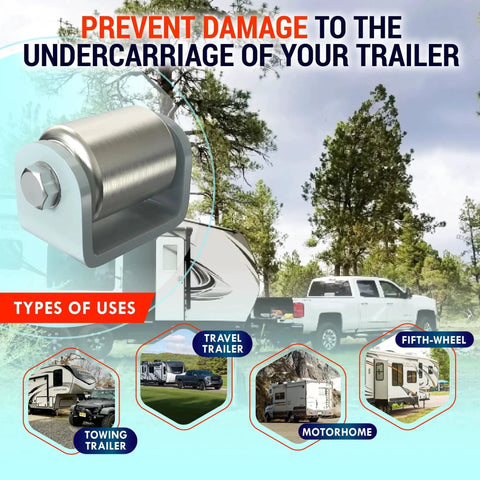 2 Pack 2 Inch Weld On Skid Wheels For Trailers And RVs, Heavy Duty Steel Rollers To Protect Undercarriage, image showing various trailer uses.