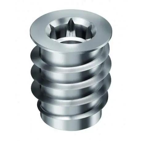 Image of a Heavy Duty Threaded Steel Wood Insert with Hex Drive and Sealing Collar, 1/4-20 internal thread