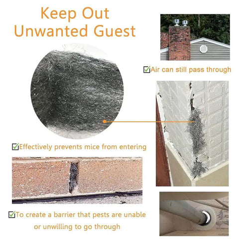 Steel Wool Fill Fabric DIY Kit Coarse Wire Wool Hardware Cloth Gap Blocker that keeps mice out of holes in walls and vents.