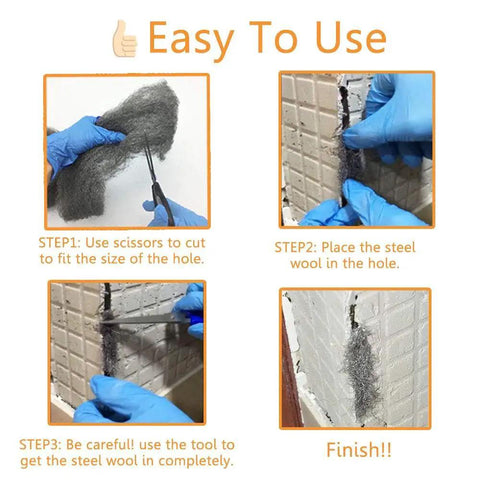 Step-by-step installation guide for Steel Wool Fill Fabric DIY Kit Coarse Wire Wool Hardware Cloth Gap Blocker That Keeps Mice Out.