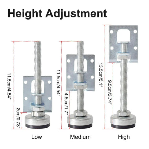 4 Pack Heavy Duty Leveling Feet Furniture Levelers Leg Adjustable Table Legs Leveler height adjustment view