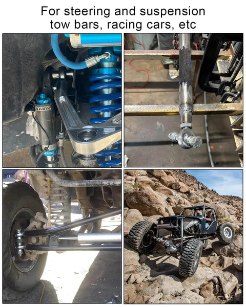 3/4 inch Heim joint rod end kit with jam nuts on suspension links in off-road vehicle