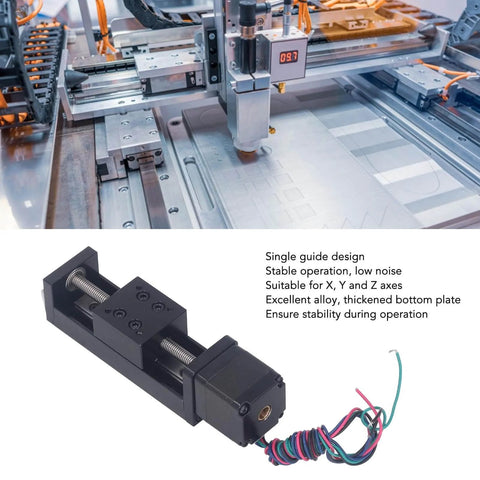 28 Stepper Motor Mini Linear Rail Slide Actuator, 50mm Stroke, X Y Z Stage with T Screw Rod, DIY CNC Router Parts shown in CNC setup