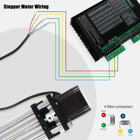 Stepper motor wiring diagram for Linear Motion Stage Actuator, CNC Linear Motion Rail Guide with Nema23 Stepper Motor,Slide Rail 1204.