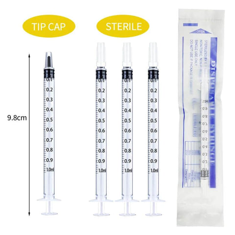 50 Pack 1ml Sterile Syringes With Caps Individually Wrapped For Safe Liquid Dosing Medicine Colostrum And Pet Liquids