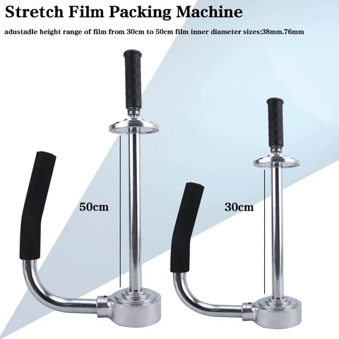 Industrial Stretch Wrap Dispenser With Built In Cutter For Easy Pallet Wrapping Adjustable 12 To 20 Inch Handle