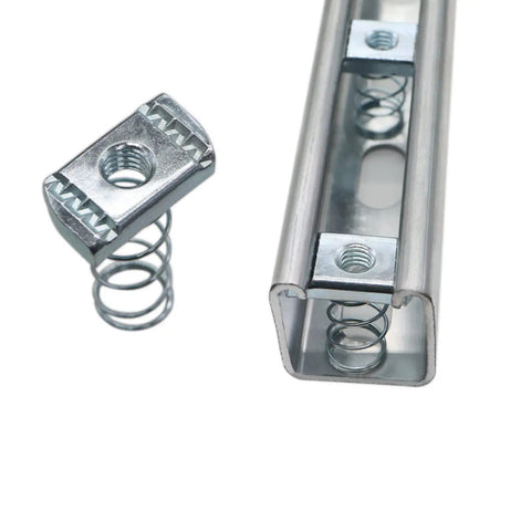3/8-16 Strut Channel Nuts With Zinc Electroplate Finish, Long Spring Nuts For Secure Attachments On Strut Channel