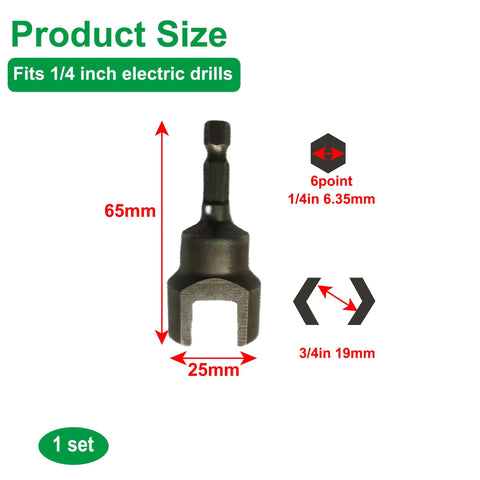 Heavy duty strut socket adapter forged from heat treated alloy steel for 1/4 inch drive tools, 65mm long, 25mm wide.