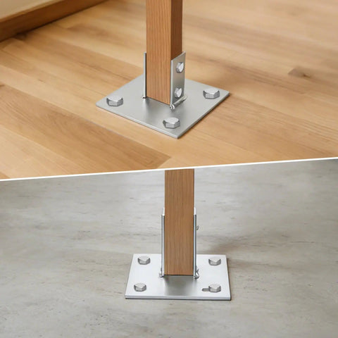 8 Piece Strut Post Base For 1-5/8 Inch Single Strut Channel Ground Floor Mount 6 Inch Square Bracket With Four Holes Heavy Duty