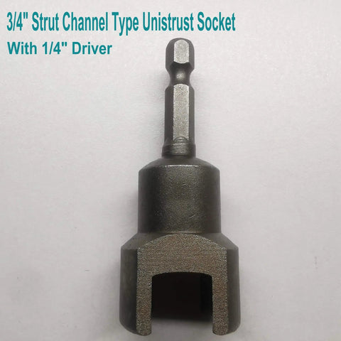Heavy duty strut socket adapter forged from heat treated alloy steel for durability, one quarter inch drive tool, front view