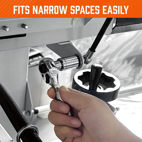 Using Stubby 1/4-Inch Ratchet Wrench Set With 90-Tooth Reversible Drive in a narrow automotive space