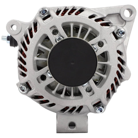 Front view of Premium 110 Amp 12 Volt Replacement No Fuss Alternator For Subaru Outback And Legacy 2013 2014 Two Point Five Liter Engine Fits Premium Limited Touring Trims CW Rotation