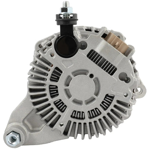 Beefed Up 130A High Output Alternator Replacement For Subaru Crosstrek 2016 2017 2.0L Base Limited Premium Sport Touring Impreza 2015 2016 WRX 2018 2021 2.0L Durable Easy Install Ready To Drive. Front view of the alternator showing the housing and connector ports.