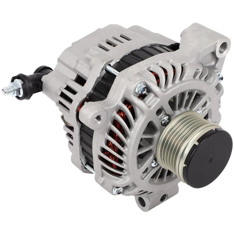 Front view of Premium 110 Amp 12 Volt Replacement No Fuss Alternator For Subaru Outback And Legacy 2013 2014 Two Point Five Liter Engine