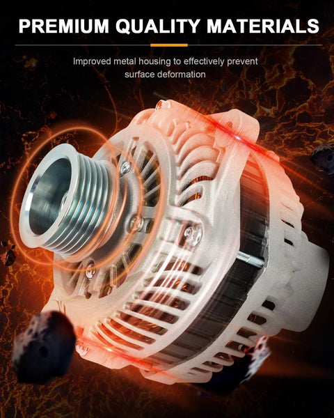 Direct Fit Replacement Alternator For Subaru 2006 To 2009 3.0L Models Including B9 Tribeca Base And Limited Legacy 3.0R 3.0L And Outback 3.0R Premier Bolt In Power Durable Auto Electrical Component with metal housing close-up