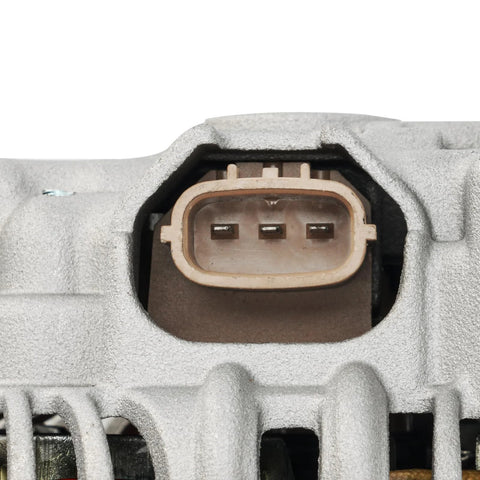 Close-up of connector on 110 Amp Automotive Alternator Replacement For Subaru Outback 2010 To 2012 And Legacy 2010 To 2012 2.5L Replaces 11409N 12V CW Rotation IR IF Regulator And Fan S6 Groove Pulley High Output Drop In No Hassle