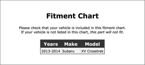 Fitment chart for Alternator Bearing Direct Fit For XV Crosstrek 2013 2014 PC454356 OE Replacement High Quality Rock Solid Auto Part