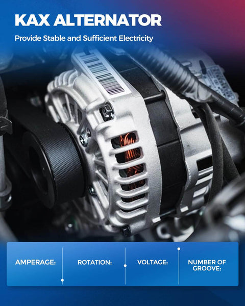 Close-up of a 110 Amp 12 Volt Alternator For 2011 Subaru Forester Replacement Plug And Play With CW Rotation 6-Groove Pulley 11579N OE Grade Output 11083 23700-AA701 Compatible.