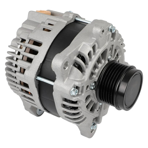 Beefed Up High Output 130 Amp 12V Alternator For Subaru Forester front view with 6 groove clutch pulley and internal fan OE 11683 replacement