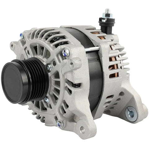 Beefed Up 130A High Output Alternator Replacement For Subaru Crosstrek 2016 2017 2.0L Base Limited Premium Sport Touring Impreza 2015 2016 WRX 2018 2021 2.0L Durable Easy Install Ready To Drive showing side view with pulley and mounting bracket