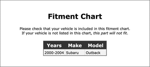 Fitment chart for Commutator End Alternator Bearing For Subaru Outback 2000 2001 2002 2003 2004 PC-395776 OE Replacement
