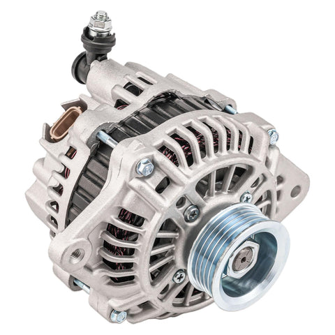 Front view of Alternator For Subaru Outback And Legacy 2.5L 110 Amp 12V Replacement With 5 Groove Pulley Direct Fit Drop In Ready Fits 2005 2009 Models 11024N