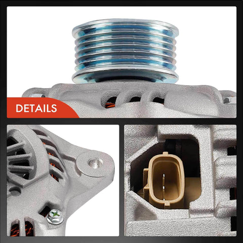 Close-up of Alternator Replacement For Subaru Outback 2015 2016 2017 And Legacy 2015 2017 3.6L 12V 130A Six Groove Clockwise Pulley.