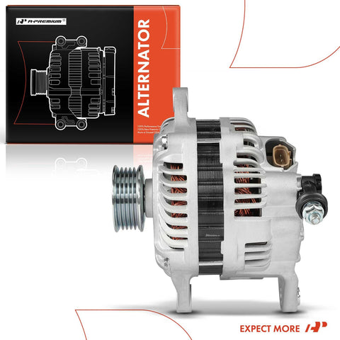 Top Notch Alternator For Subaru Outback 2005 2006 Forester 2006 2010 Impreza 2006 2010 Legacy 2005 Saab 9 2X 2006 2.5L 12V 110A With 5 Groove Pulley Replacement 23700AA520 32010647 Compatible With Saab 9 2X 2006 And Other 2005 2006 Subaru 2.5L Models, shown in product packaging and unit close-up