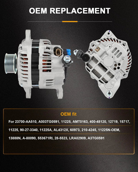Direct Fit Replacement Alternator For Subaru 2006 To 2009 3.0L Models Including B9 Tribeca Base And Limited Legacy 3.0R